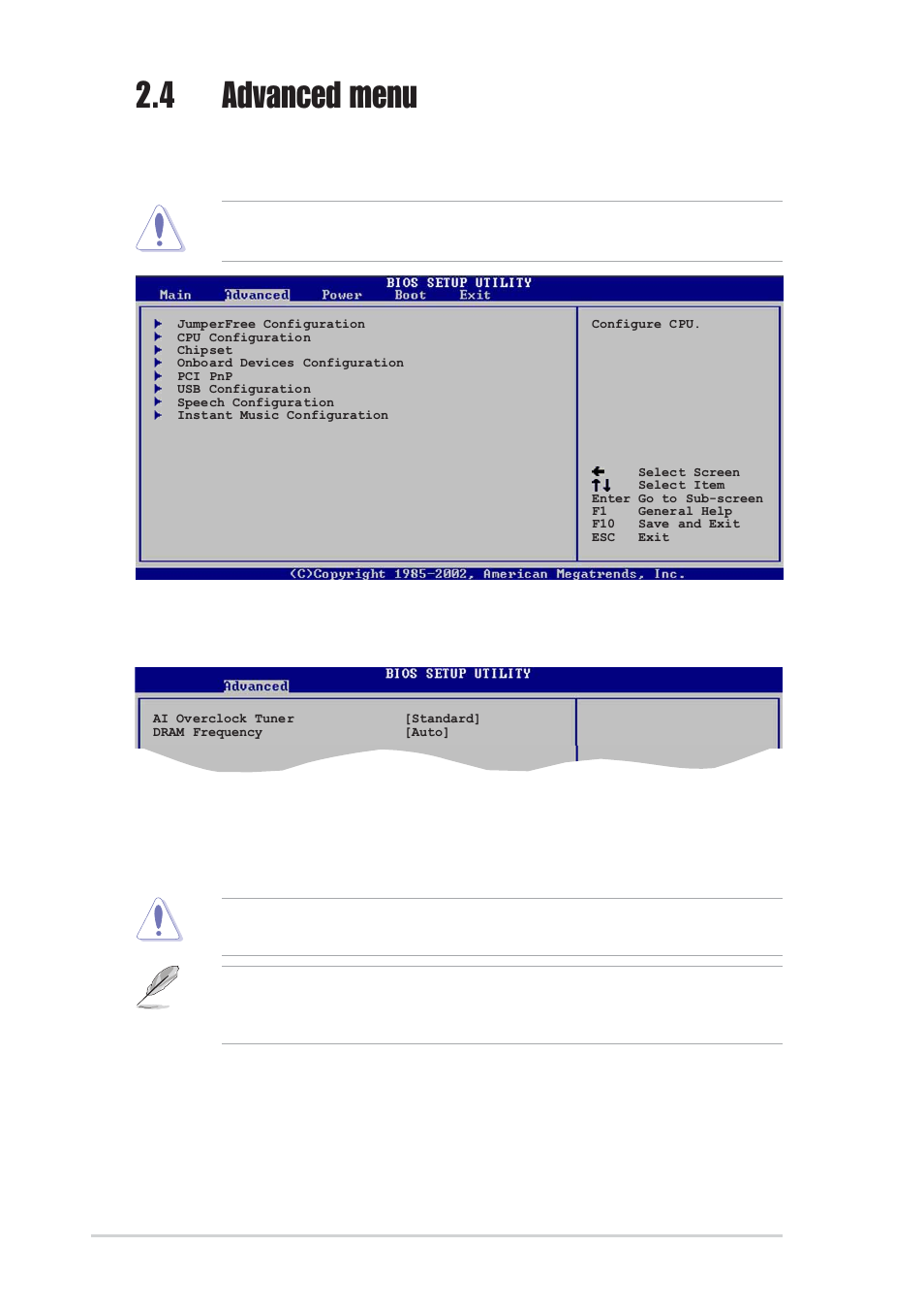 4 advanced menu, 1 jumperfree configuration | Asus P4S800D-X User Manual | Page 42 / 64
