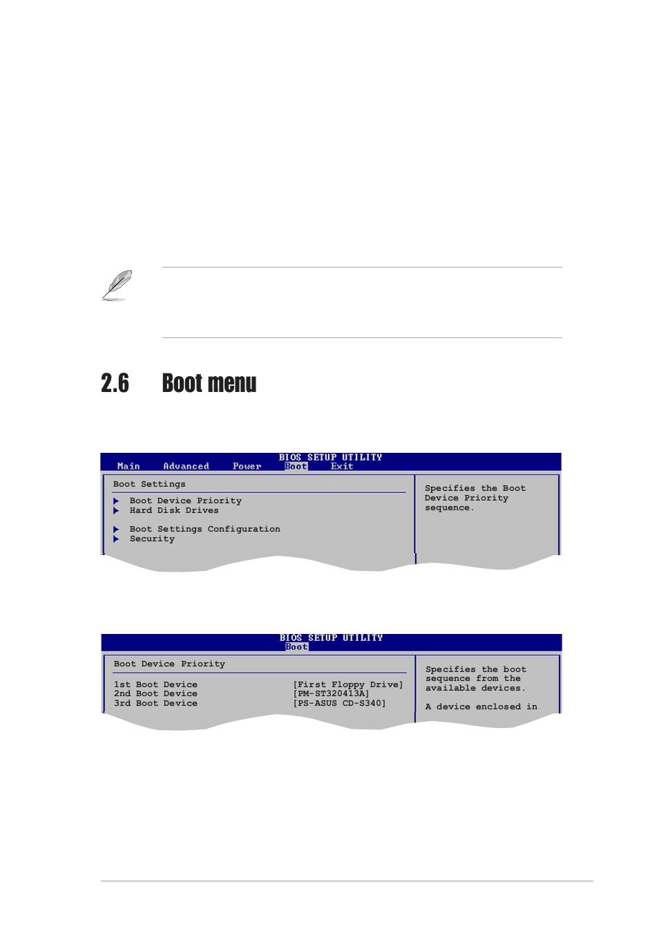 6 boot menu, 1 boot device priority | Asus P4S800D-X User Manual | Page 53 / 64