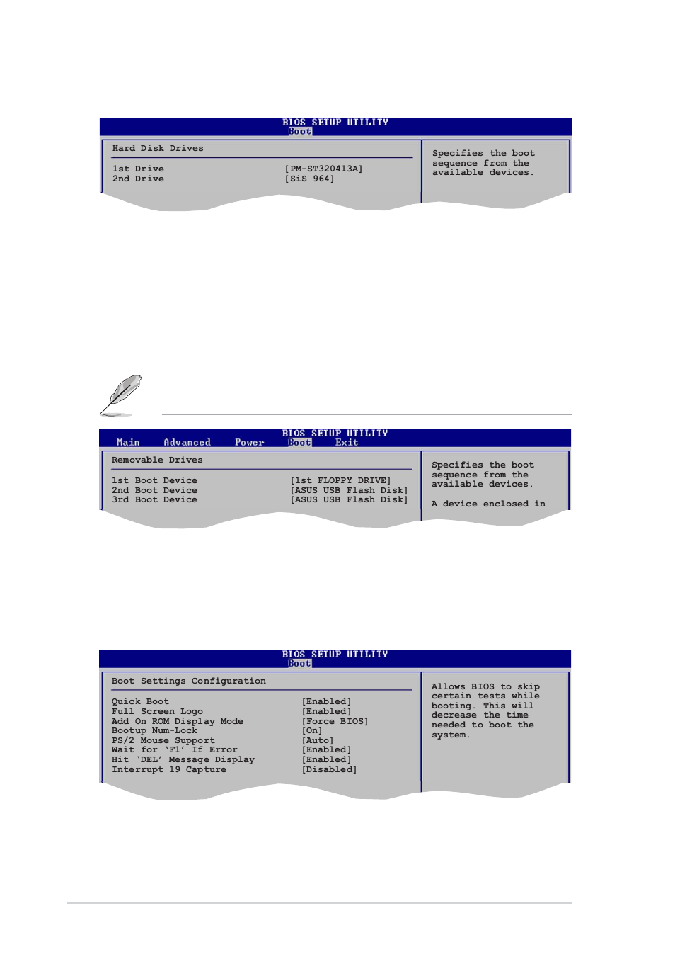 4 boot settings configuration, 2 hard disk drives, 3 removable drives | Asus P4S800D-X User Manual | Page 54 / 64