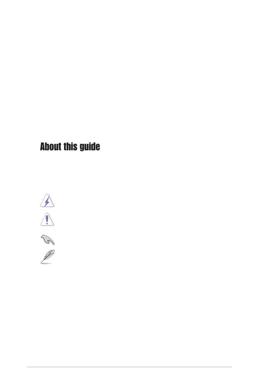 About this guide, Conventions used in this guide, Where to find more information | Operation safety | Asus P4S800D-X User Manual | Page 6 / 64