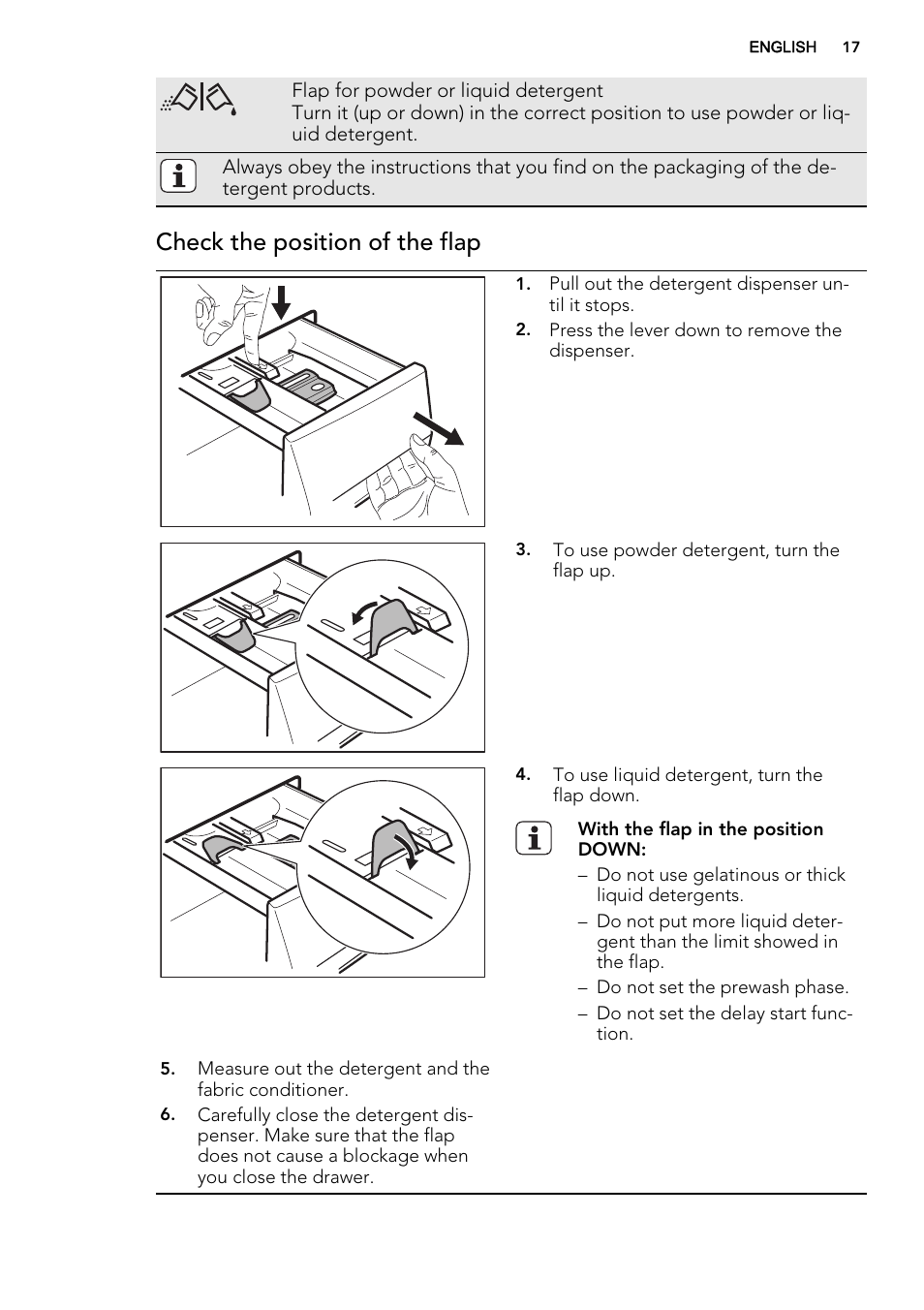 Check the position of the flap | AEG L75670WD User Manual | Page 17 / 76