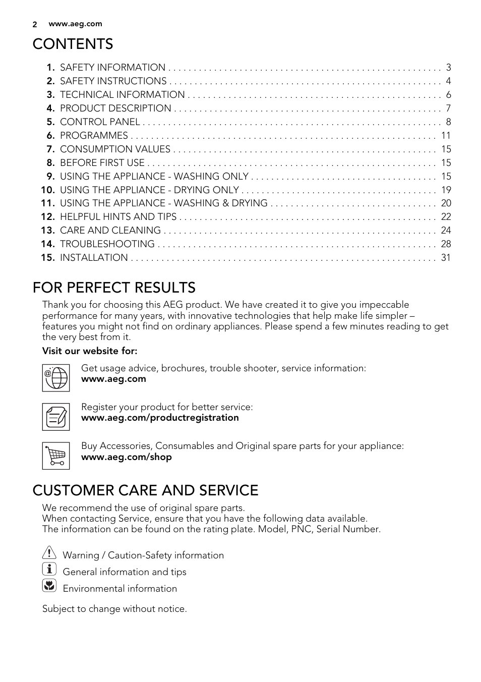 AEG L75670WD User Manual | Page 2 / 76