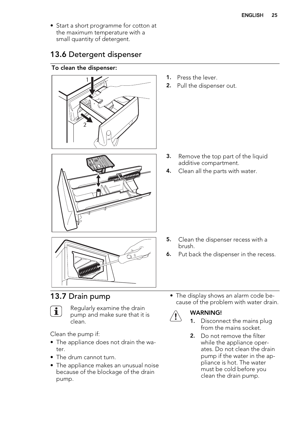 6 detergent dispenser, 7 drain pump | AEG L75670WD User Manual | Page 25 / 76