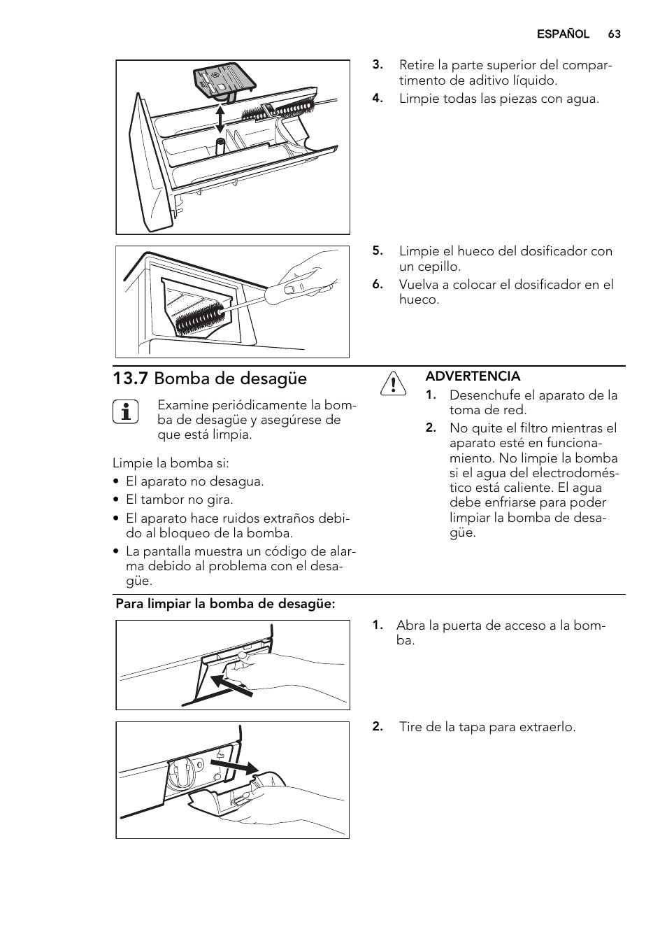 7 bomba de desagüe | AEG L75670WD User Manual | Page 63 / 76