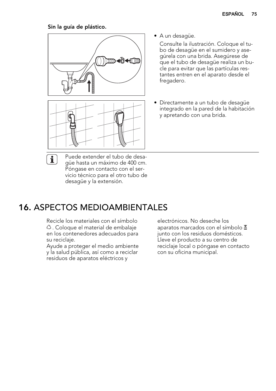 Aspectos medioambientales | AEG L75670WD User Manual | Page 75 / 76