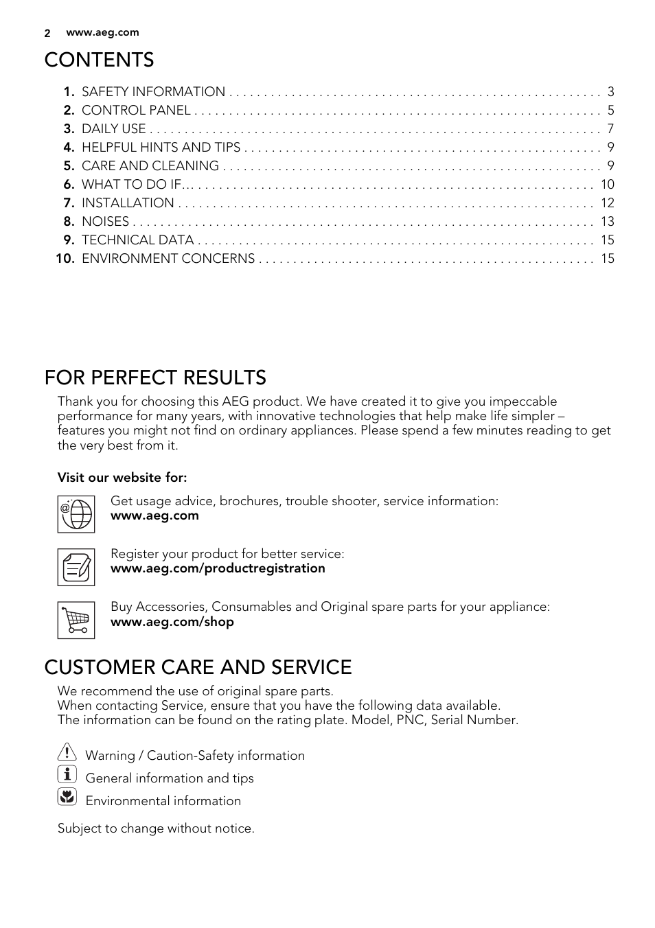 AEG AGS77200F0 User Manual | Page 2 / 64