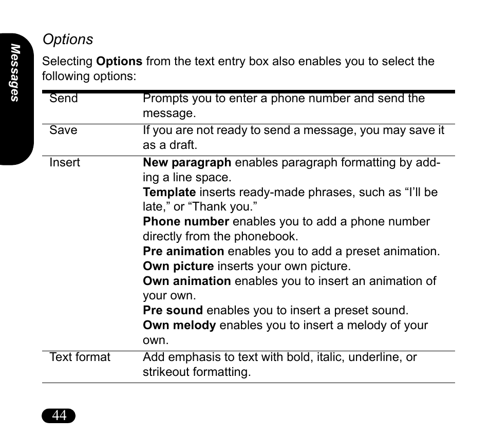 Options, 44 options | Asus V55 User Manual | Page 44 / 102