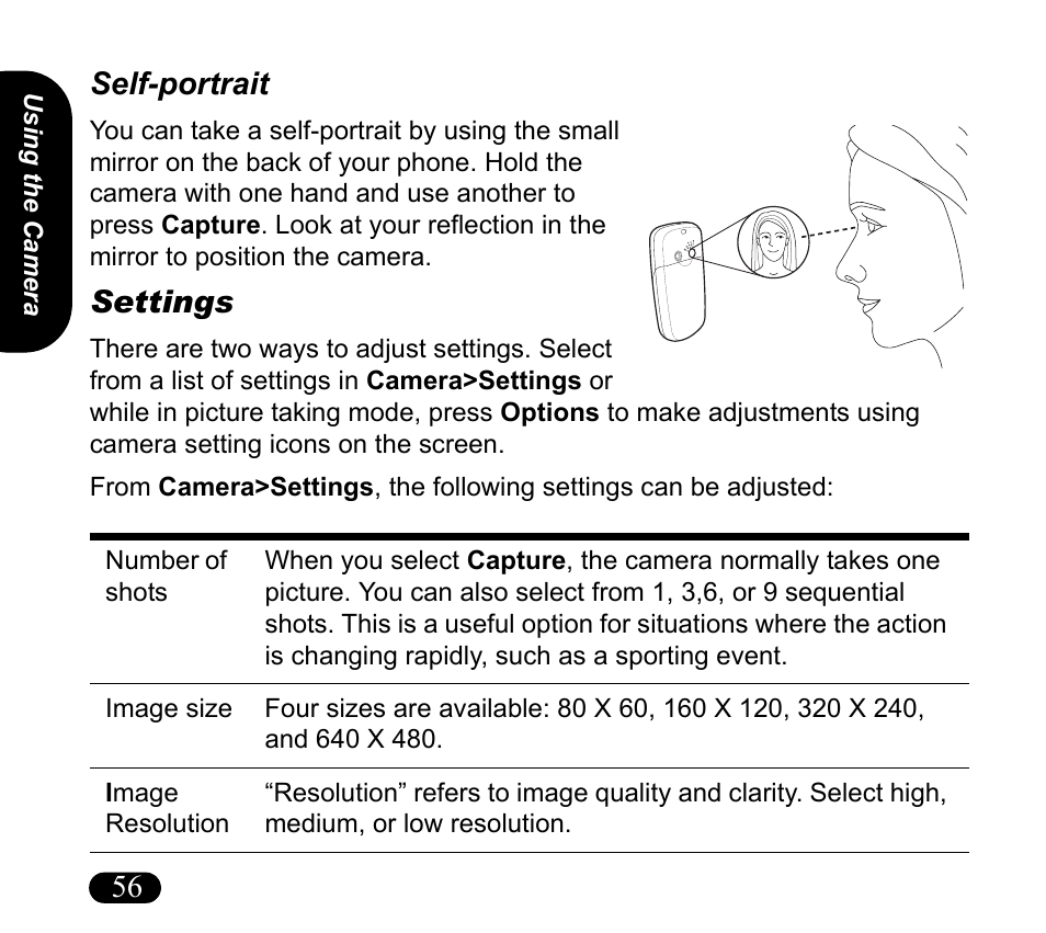 Settings, Self-portrait, 56 self-portrait | Asus V55 User Manual | Page 56 / 102