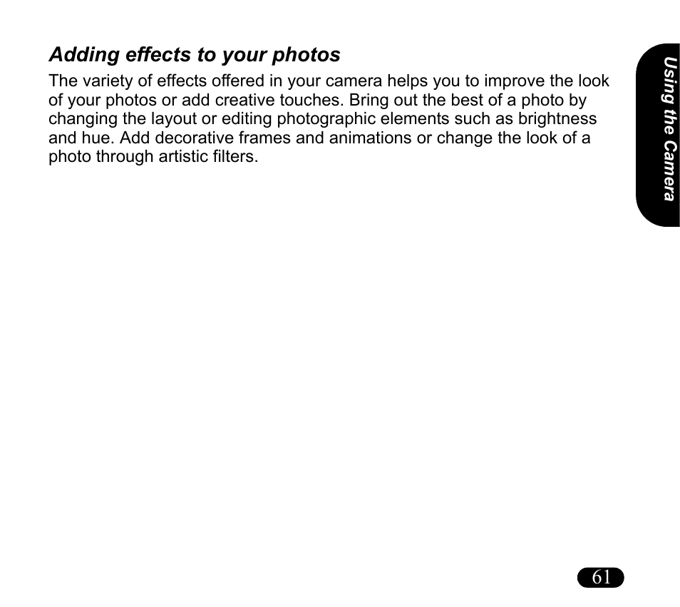 Adding effects to your photos, 61 adding effects to your photos | Asus V55 User Manual | Page 61 / 102