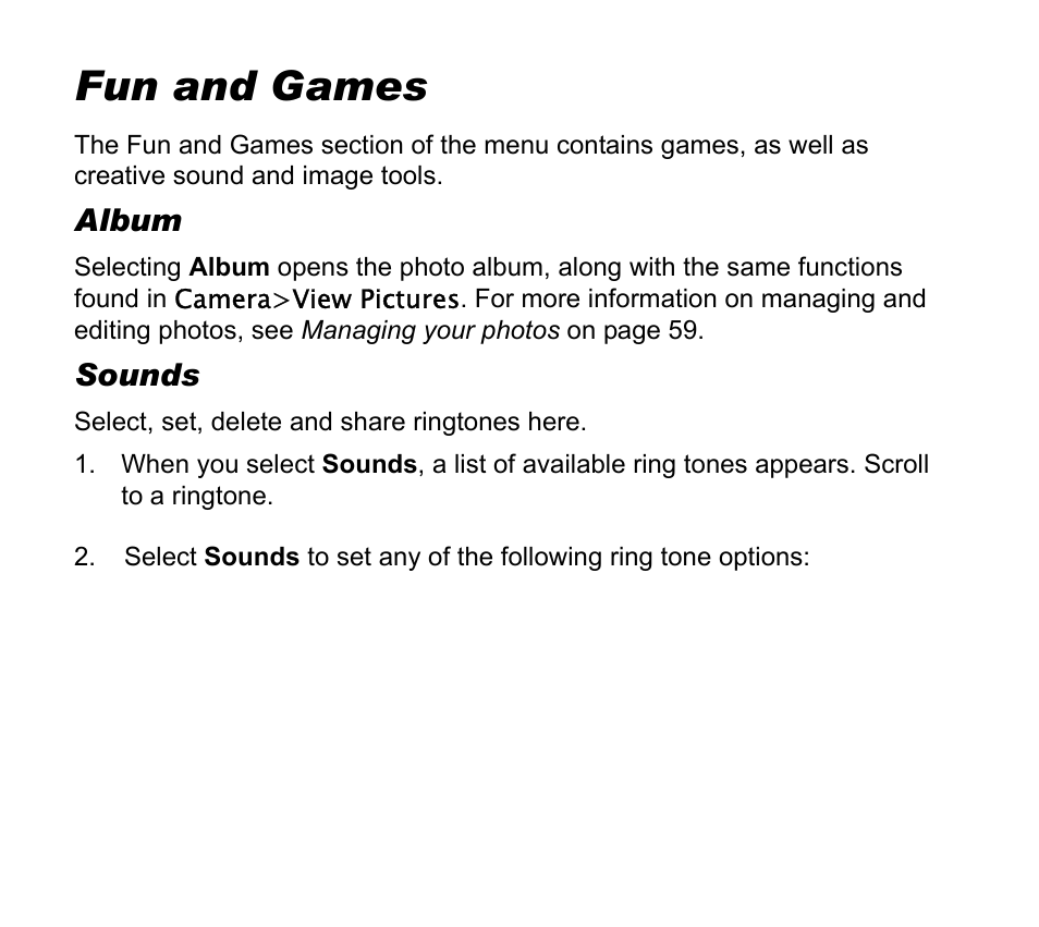 Fun and games, Album, Sounds | Asus V55 User Manual | Page 66 / 102