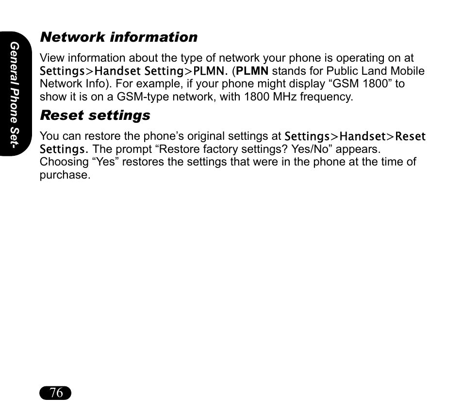 Network information, Reset settings, 76 network information | Asus V55 User Manual | Page 76 / 102