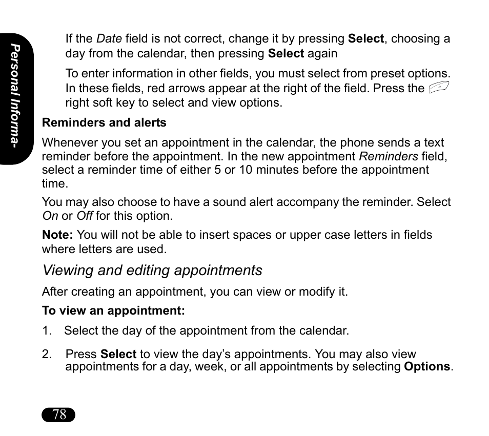 Viewing and editing appointments | Asus V55 User Manual | Page 78 / 102