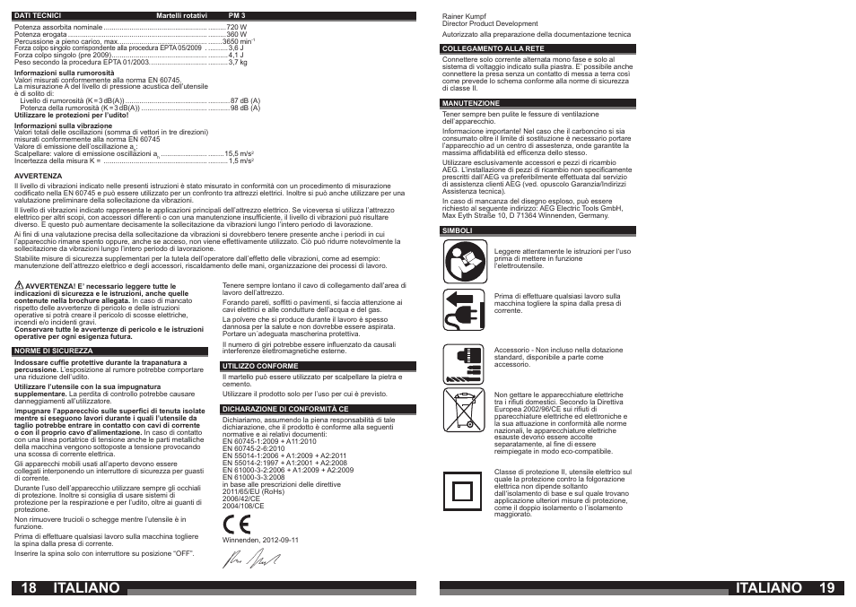 Italiano | AEG PM 3 User Manual | Page 10 / 35