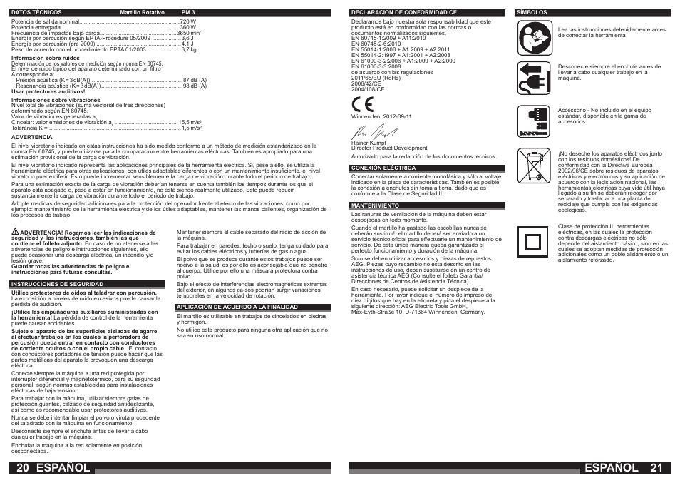 Español | AEG PM 3 User Manual | Page 11 / 35