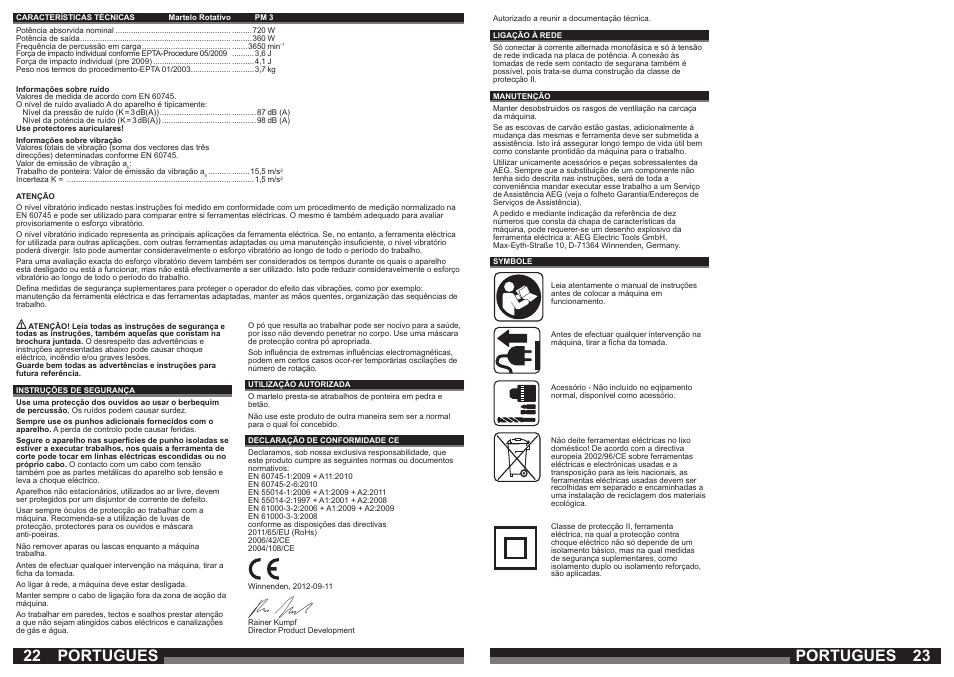 Portugues | AEG PM 3 User Manual | Page 12 / 35