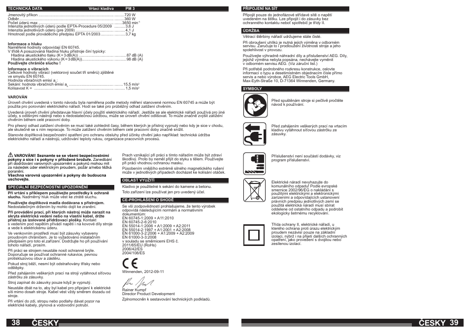 Česky | AEG PM 3 User Manual | Page 20 / 35