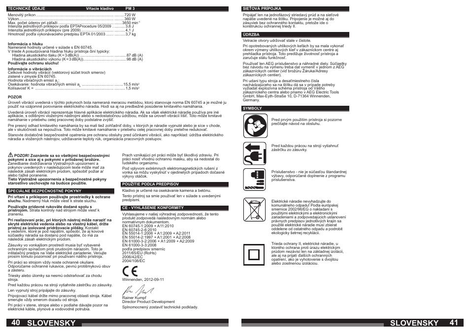 Slovensky | AEG PM 3 User Manual | Page 21 / 35