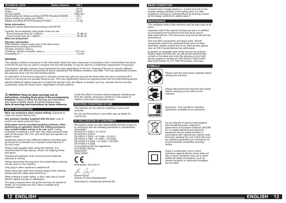 English | AEG PM 3 User Manual | Page 7 / 35
