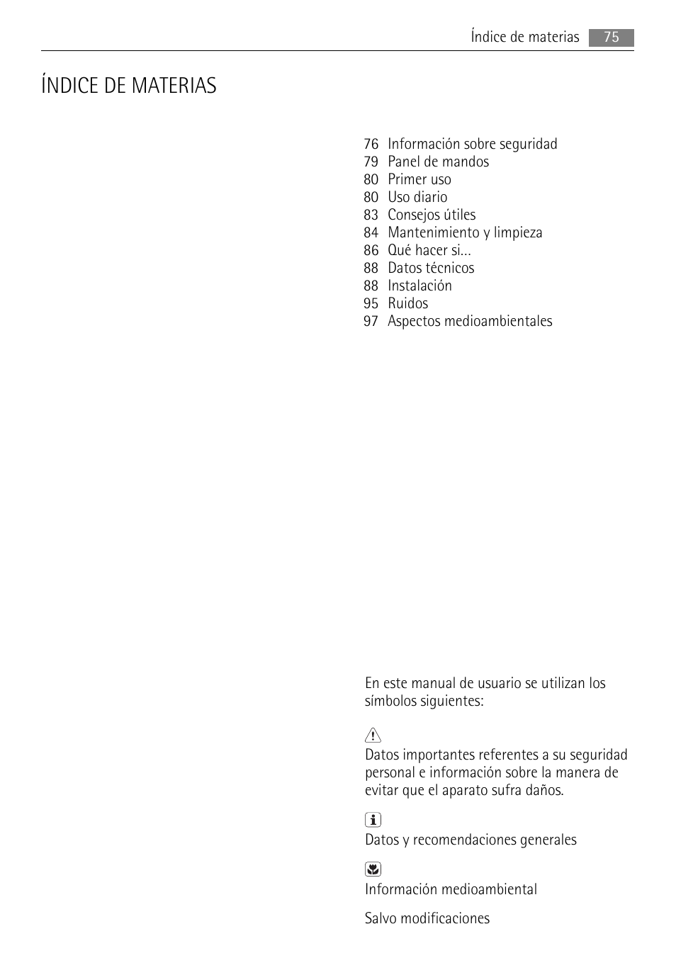 Índice de materias | AEG SCS81800F0 User Manual | Page 75 / 100