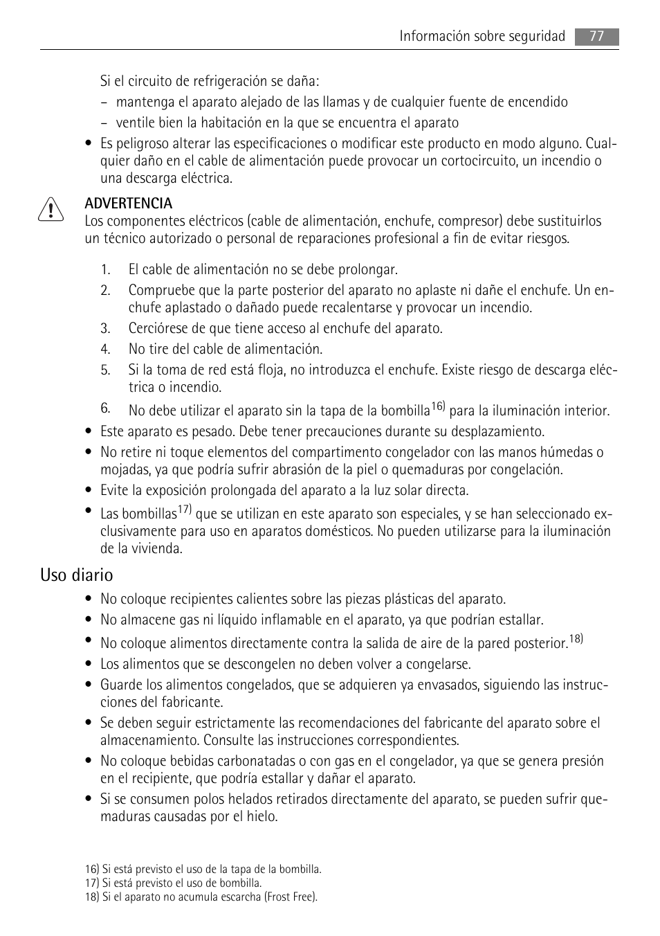 Uso diario | AEG SCS81800F0 User Manual | Page 77 / 100