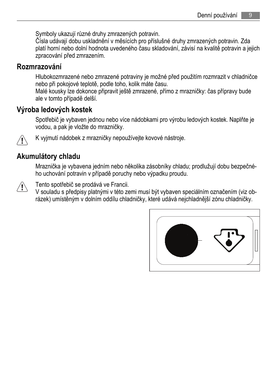 Rozmrazování, Výroba ledových kostek, Akumulátory chladu | AEG SCS81800F0 User Manual | Page 9 / 100