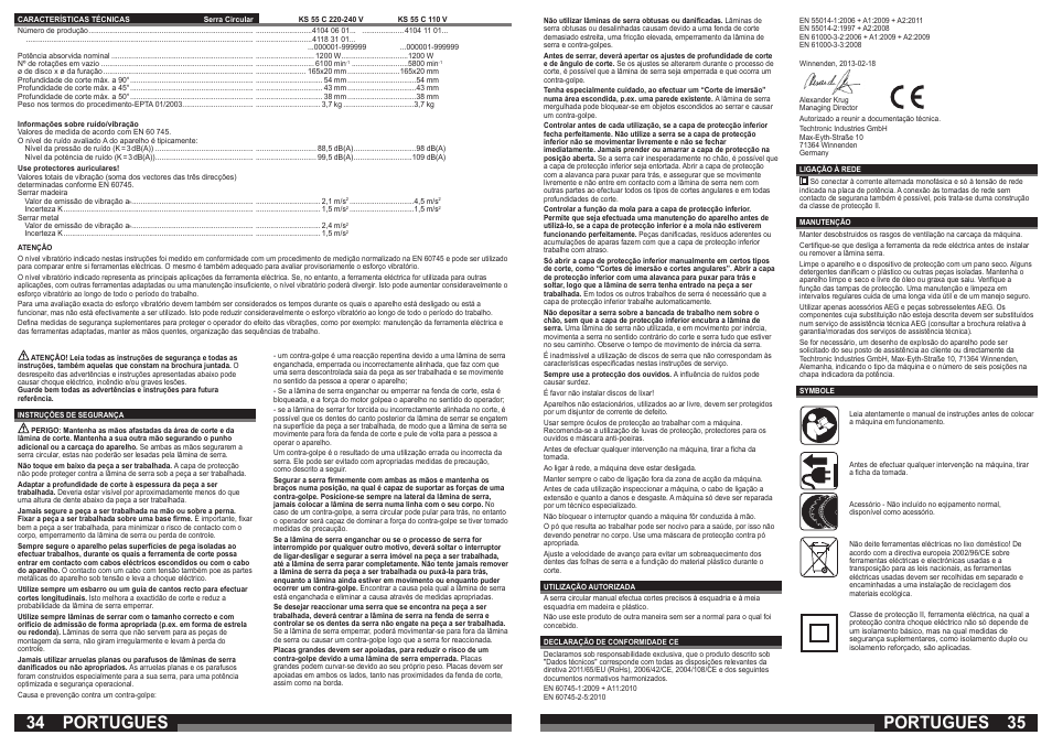 Portugues | AEG KS 55 C User Manual | Page 18 / 41