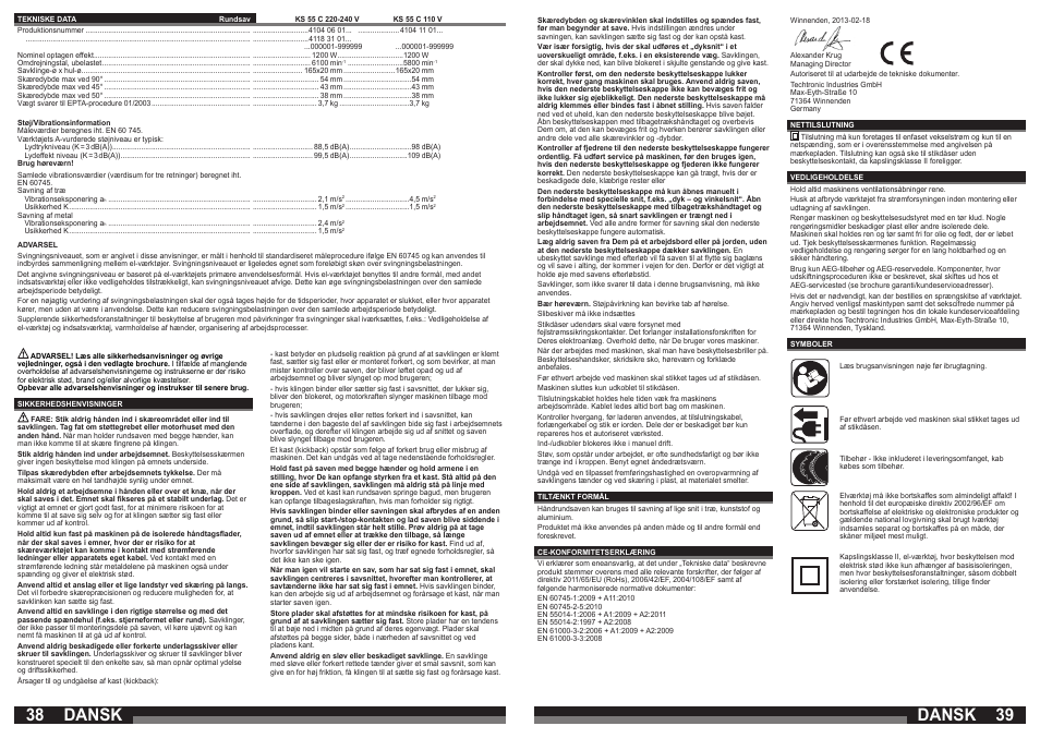 Dansk | AEG KS 55 C User Manual | Page 20 / 41