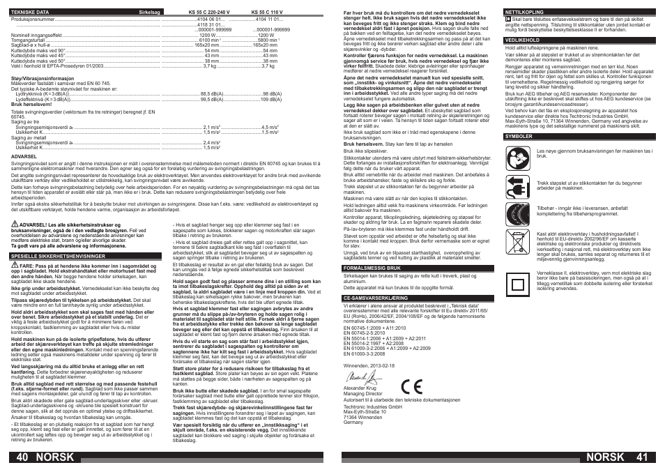 Norsk | AEG KS 55 C User Manual | Page 21 / 41