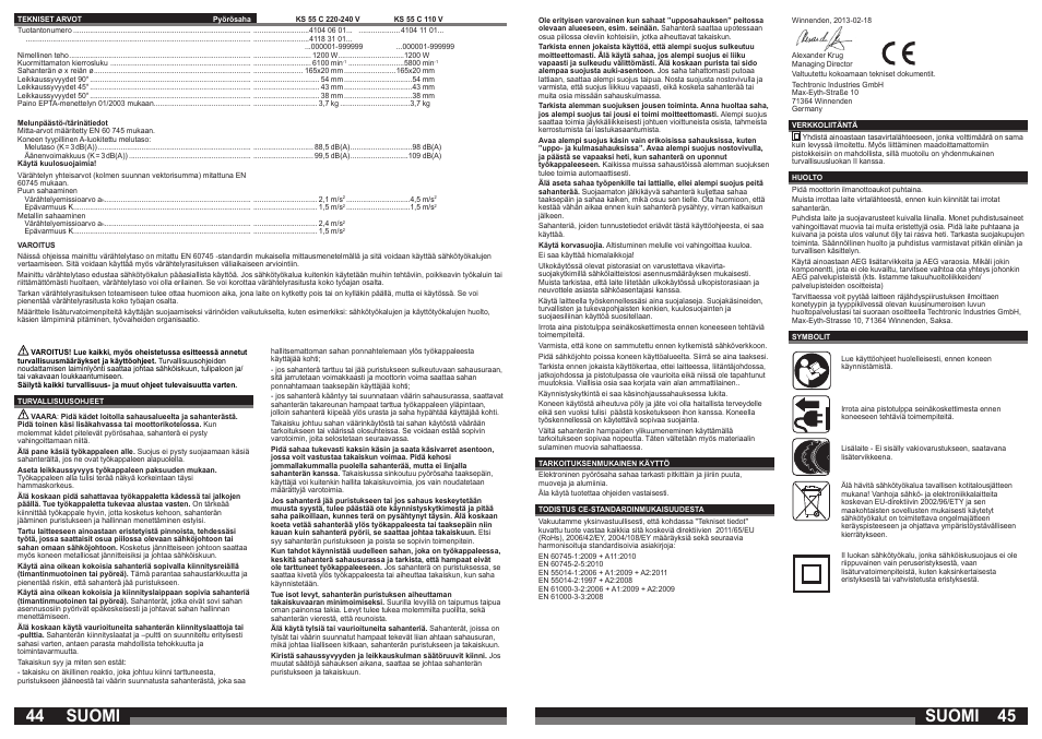 Suomi | AEG KS 55 C User Manual | Page 23 / 41