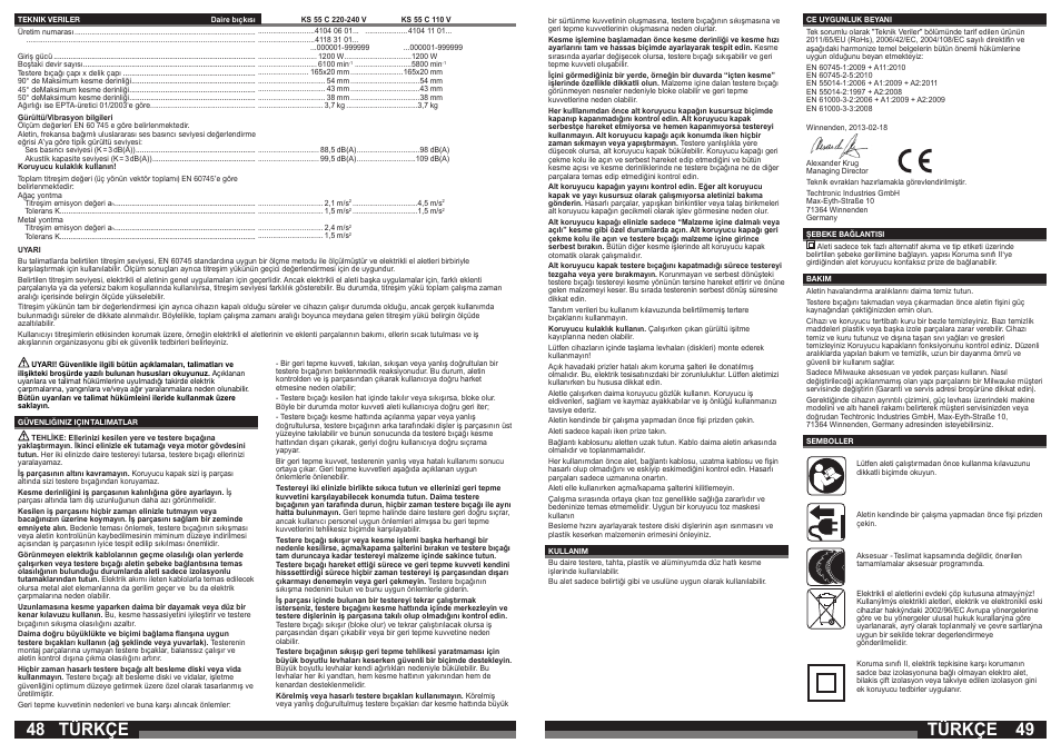 Türkçe | AEG KS 55 C User Manual | Page 25 / 41