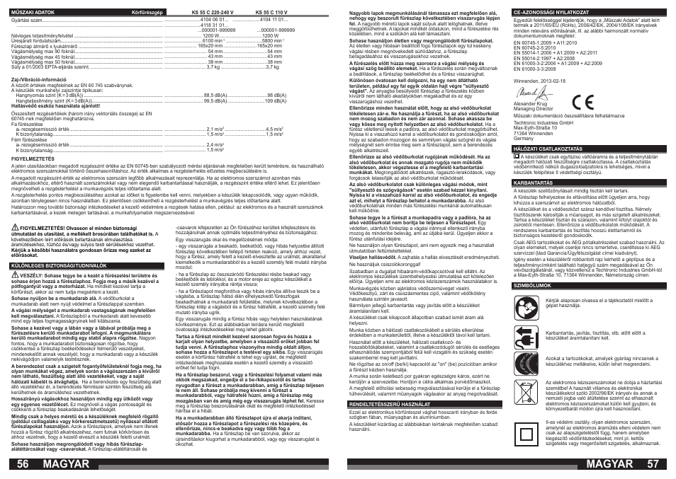Magyar | AEG KS 55 C User Manual | Page 29 / 41