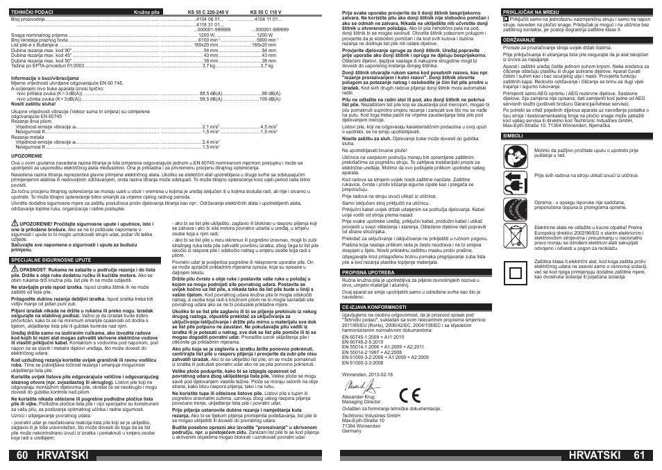 Hrvatski | AEG KS 55 C User Manual | Page 31 / 41