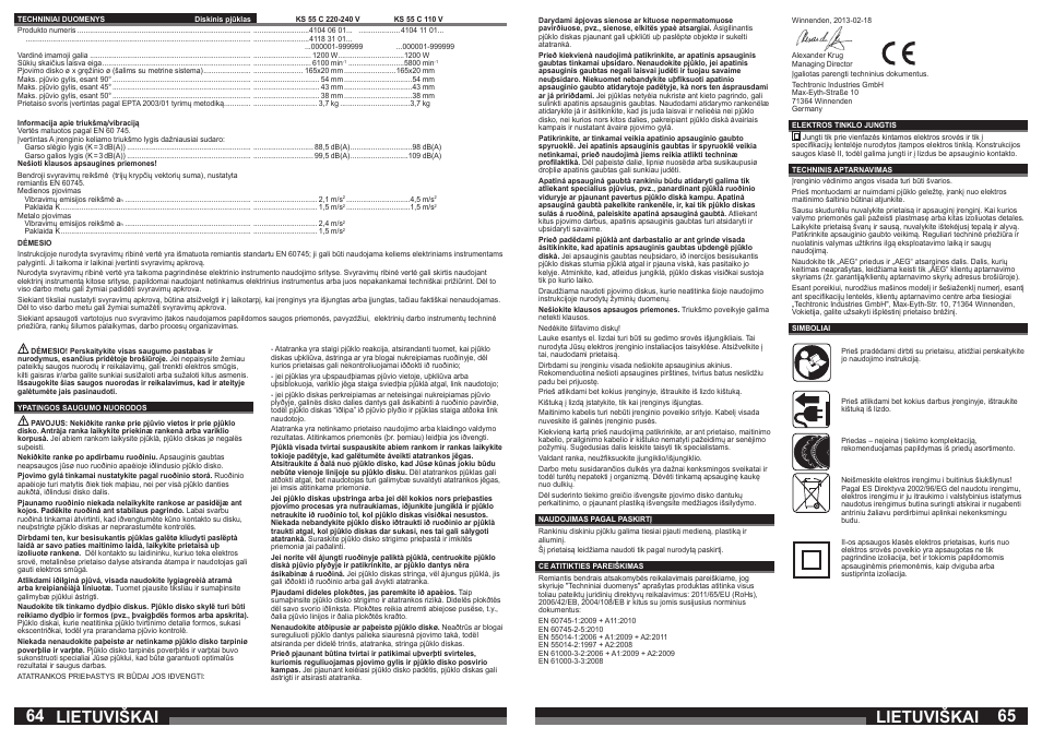 Lietuviškai | AEG KS 55 C User Manual | Page 33 / 41