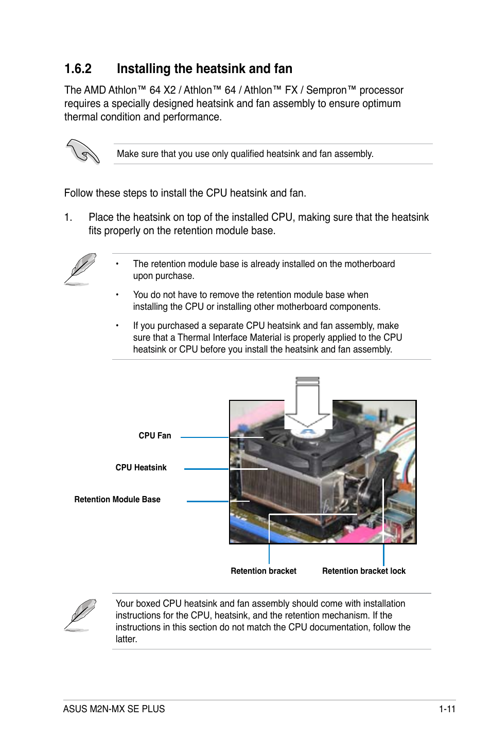 2 installing the heatsink and fan | Asus M2N-MX SE PLUS User Manual | Page 23 / 90