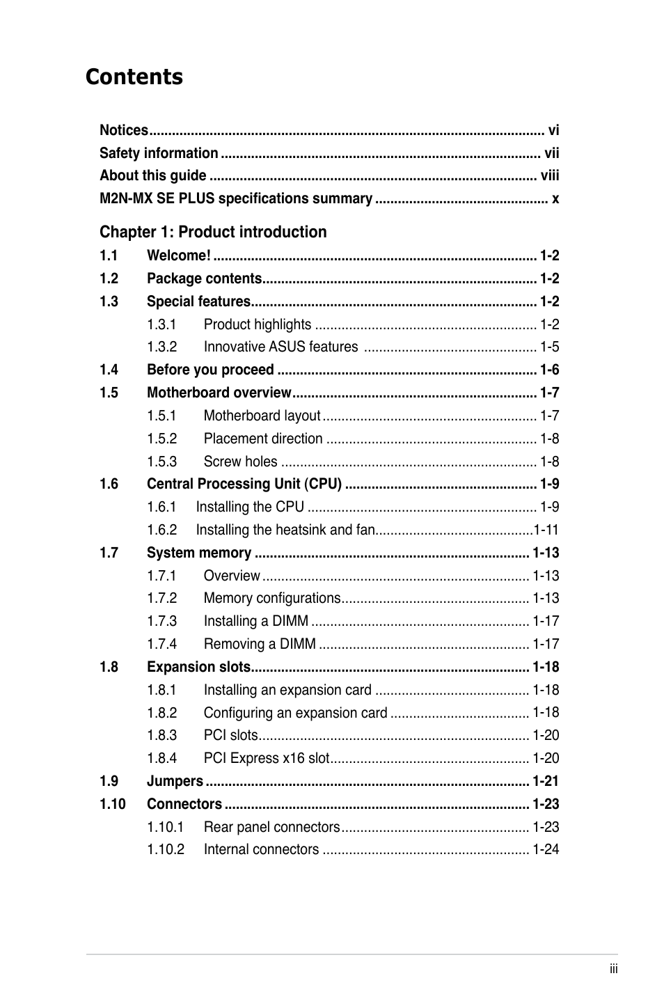 Asus M2N-MX SE PLUS User Manual | Page 3 / 90