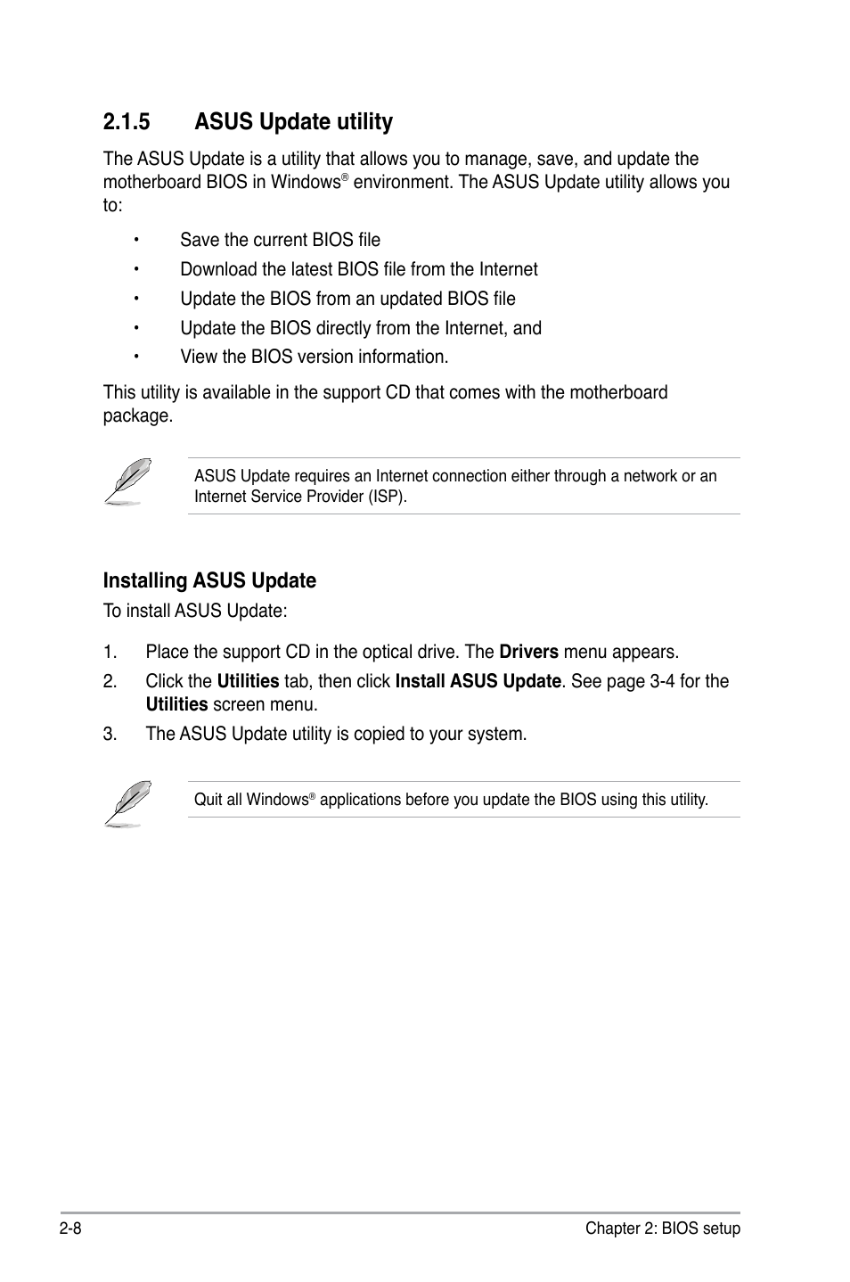 5 asus update utility, Installing asus update | Asus M2N-MX SE PLUS User Manual | Page 52 / 90