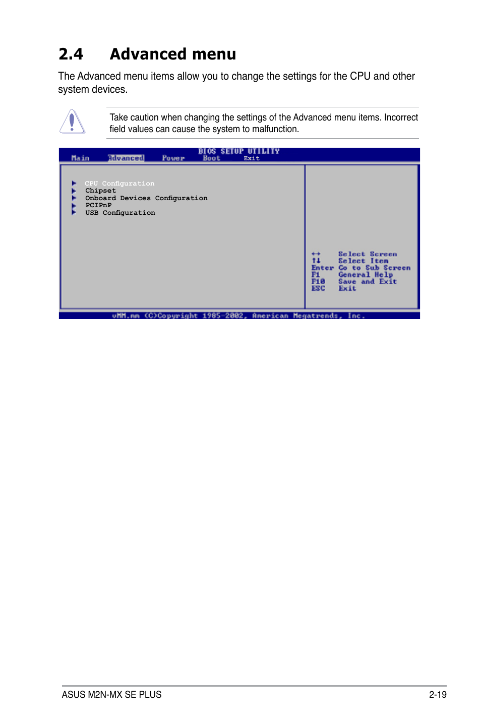 4 advanced menu | Asus M2N-MX SE PLUS User Manual | Page 63 / 90