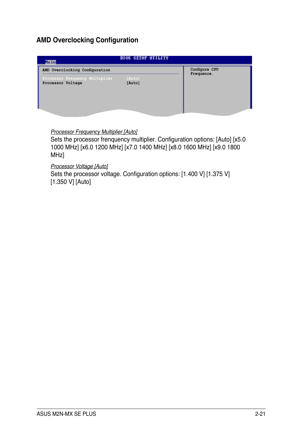 Amd overclocking configuration | Asus M2N-MX SE PLUS User Manual | Page 65 / 90
