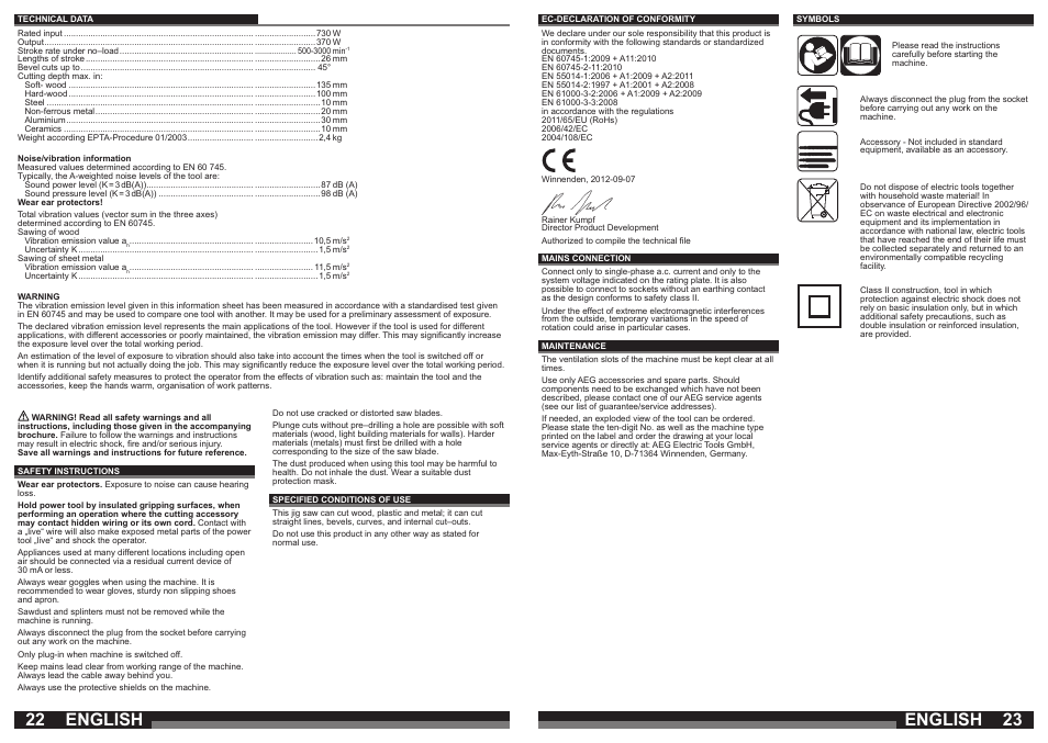 English | AEG STEP 1200 XE User Manual | Page 12 / 41