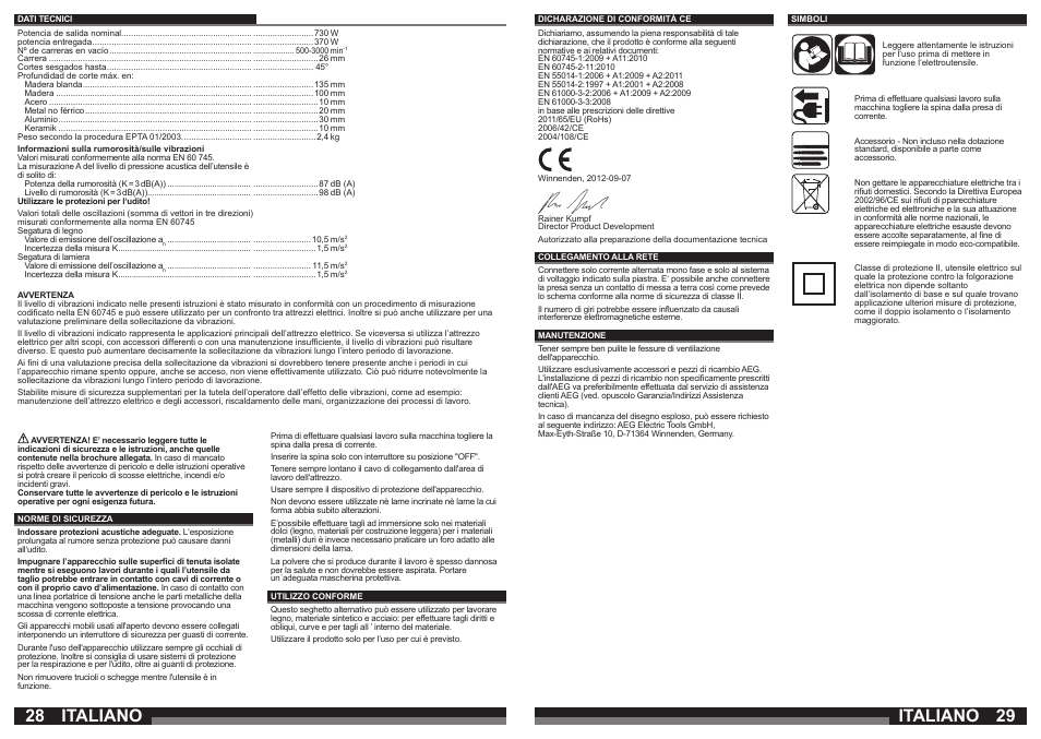 Italiano | AEG STEP 1200 XE User Manual | Page 15 / 41