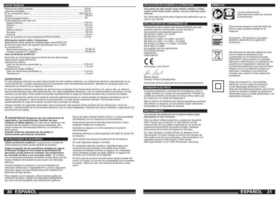 Español | AEG STEP 1200 XE User Manual | Page 16 / 41