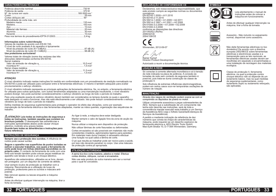 Portugues | AEG STEP 1200 XE User Manual | Page 17 / 41