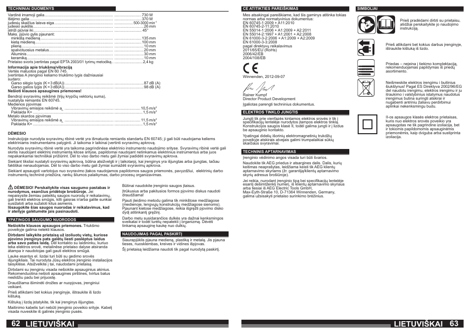 Lietuviškai | AEG STEP 1200 XE User Manual | Page 32 / 41