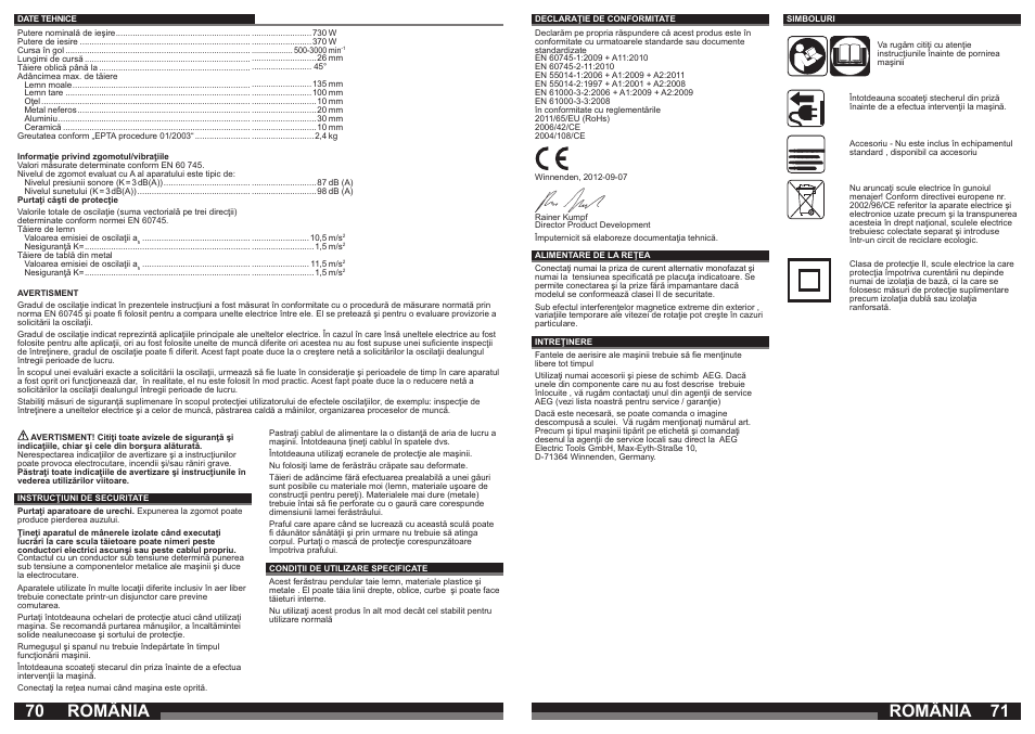 România | AEG STEP 1200 XE User Manual | Page 36 / 41