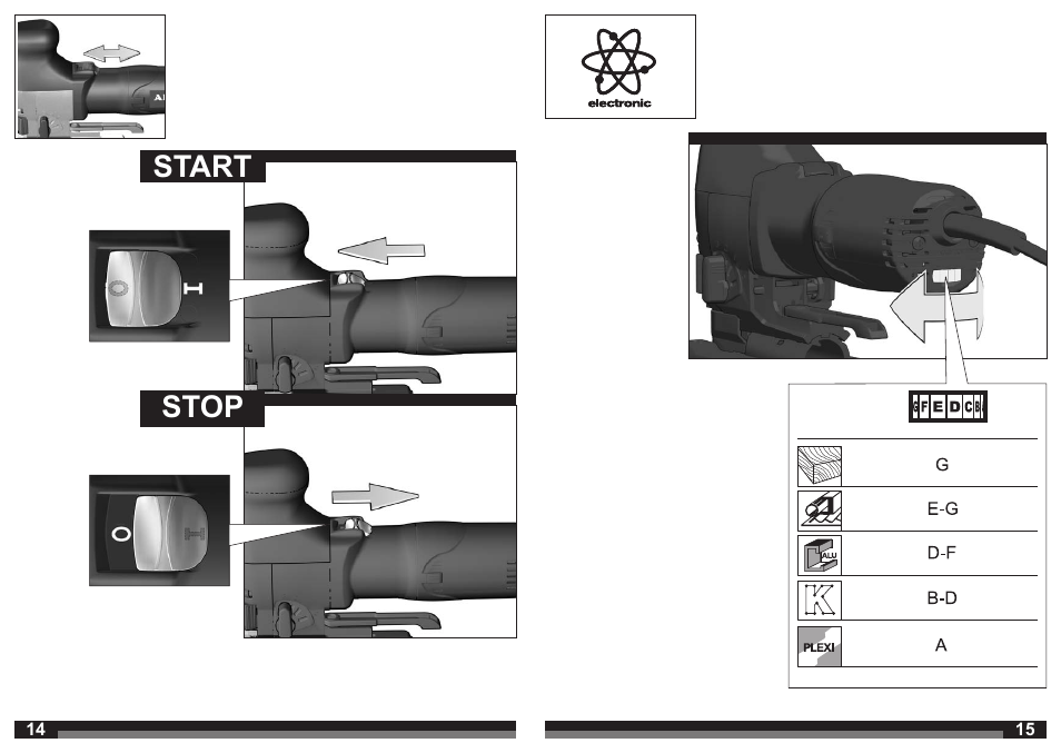 Start stop | AEG STEP 1200 XE User Manual | Page 8 / 41