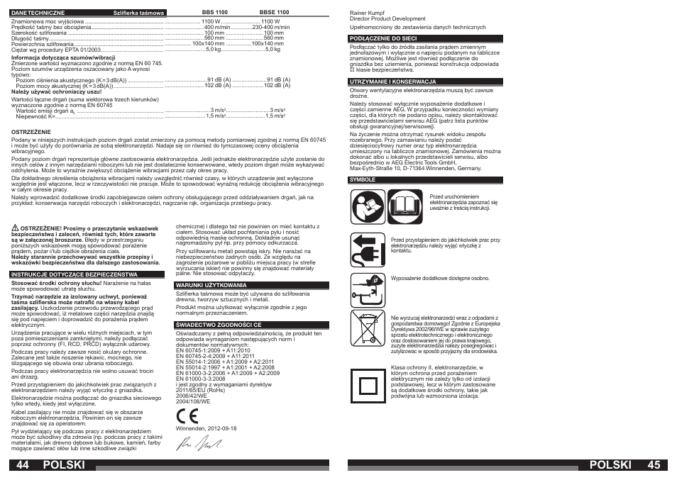 Polski | AEG BBSE 1100 User Manual | Page 23 / 36
