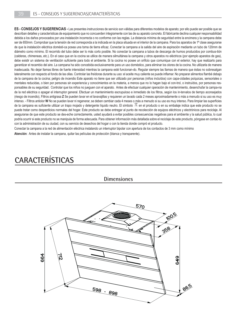 Características | AEG X69453MD02 User Manual | Page 39 / 60