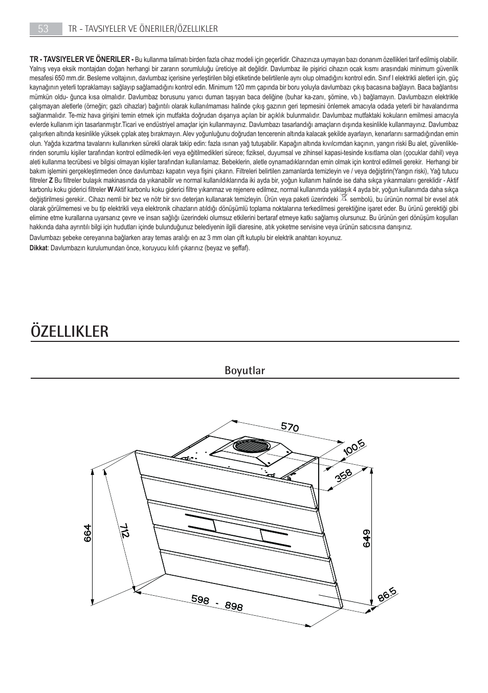 Özellikler | AEG X69453MD02 User Manual | Page 53 / 60