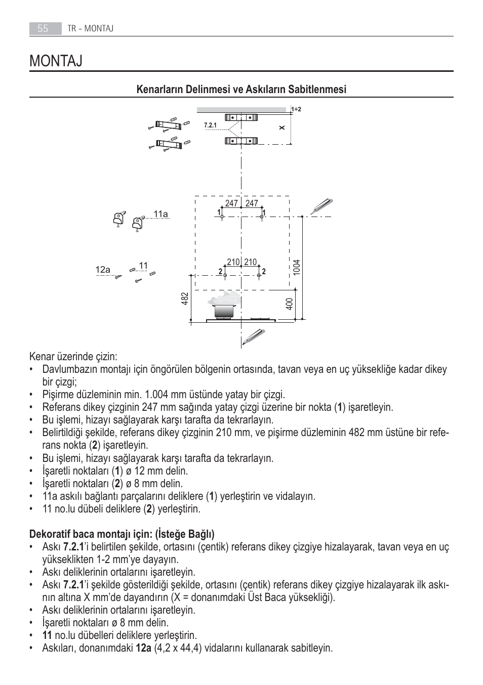 Montaj | AEG X69453MD02 User Manual | Page 55 / 60