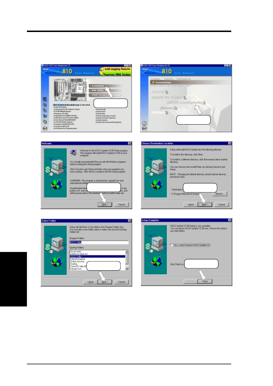 Software setup, 11 asus liveupdate | Asus INTEL 810 MICROATX MOTHERBOARD CUW-RM User Manual | Page 92 / 128